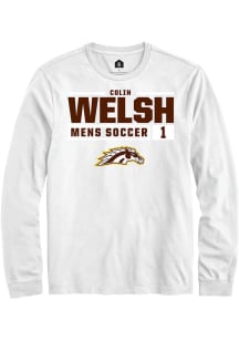 Colin Welsh Rally Mens White Western Michigan Broncos NIL Stacked Box Tee