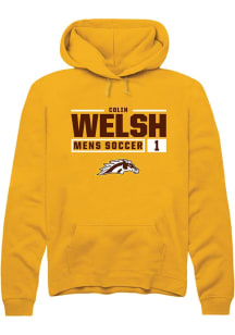 Colin Welsh Rally Mens Gold Western Michigan Broncos NIL Stacked Box Hooded Sweatshirt