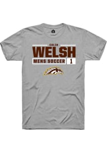 Colin Welsh Grey Western Michigan Broncos NIL Stacked Box Short Sleeve T Shirt