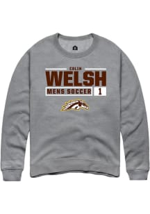 Colin Welsh Rally Mens Grey Western Michigan Broncos NIL Stacked Box Crew Sweatshirt