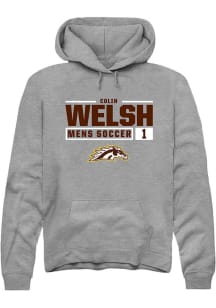 Colin Welsh Rally Mens Grey Western Michigan Broncos NIL Stacked Box Hooded Sweatshirt