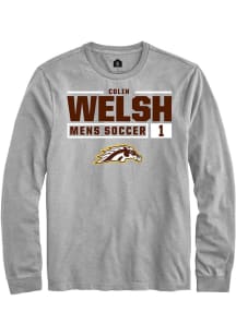 Colin Welsh Rally Mens Grey Western Michigan Broncos NIL Stacked Box Tee