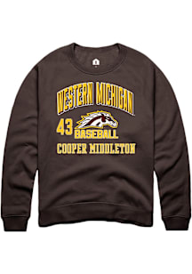 Cooper Middleton  Rally Western Michigan Broncos Mens Brown NIL Arch Logo Long Sleeve Crew Sweatsh..