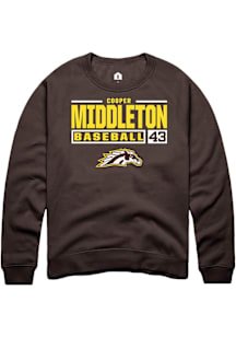 Cooper Middleton  Rally Western Michigan Broncos Mens Brown NIL Stacked Box Long Sleeve Crew Sweat..