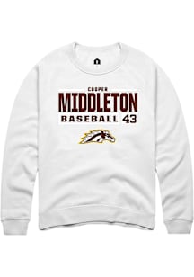 Cooper Middleton  Rally Western Michigan Broncos Mens White NIL Stacked Box Long Sleeve Crew Sweat..
