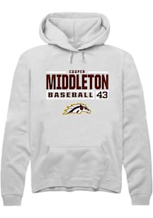 Cooper Middleton  Rally Western Michigan Broncos Mens White NIL Stacked Box Long Sleeve Hoodie