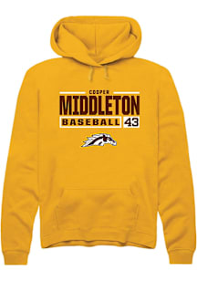 Cooper Middleton  Rally Western Michigan Broncos Mens Gold NIL Stacked Box Long Sleeve Hoodie