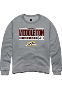 Cooper Middleton  Rally Western Michigan Broncos Mens Grey NIL Stacked Box Long Sleeve Crew Sweats..