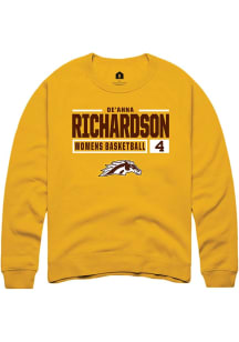 De'Ahna Richardson Rally Mens Gold Western Michigan Broncos NIL Stacked Box Crew Sweatshirt