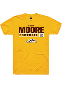 Dillon Moore  Western Michigan Broncos Gold Rally Football NIL Stacked Box Short Sleeve T Shirt