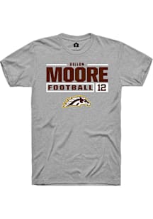 Dillon Moore  Western Michigan Broncos Grey Rally Football NIL Stacked Box Short Sleeve T Shirt