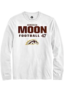 Domanick Moon  Western Michigan Broncos White Rally Football NIL Stacked Box Long Sleeve T Shirt