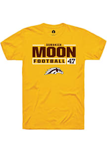 Domanick Moon  Western Michigan Broncos Gold Rally Football NIL Stacked Box Short Sleeve T Shirt