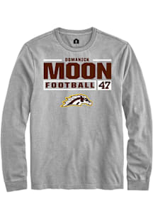 Domanick Moon  Western Michigan Broncos Grey Rally Football NIL Stacked Box Long Sleeve T Shirt