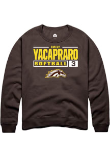 Emily Yacapraro Rally Mens Brown Western Michigan Broncos NIL Stacked Box Crew Sweatshirt