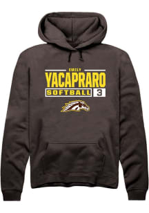 Emily Yacapraro Rally Mens Brown Western Michigan Broncos NIL Stacked Box Hooded Sweatshirt