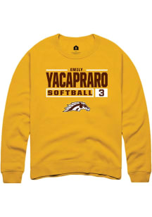 Emily Yacapraro Rally Mens Gold Western Michigan Broncos NIL Stacked Box Crew Sweatshirt