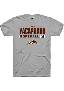 Emily Yacapraro Grey Western Michigan Broncos NIL Stacked Box Short Sleeve T Shirt