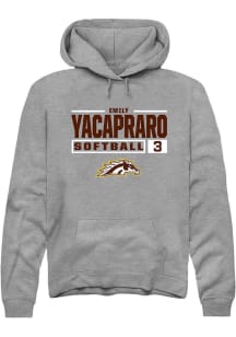 Emily Yacapraro Rally Mens Grey Western Michigan Broncos NIL Stacked Box Hooded Sweatshirt