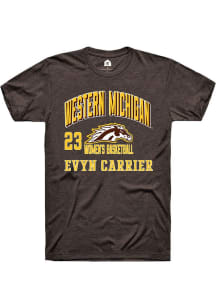 evyn carrier Brown Western Michigan Broncos NIL Arch Logo Short Sleeve T Shirt