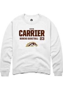 evyn carrier Rally Mens White Western Michigan Broncos NIL Stacked Box Crew Sweatshirt