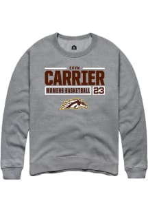 evyn carrier Rally Mens Grey Western Michigan Broncos NIL Stacked Box Crew Sweatshirt