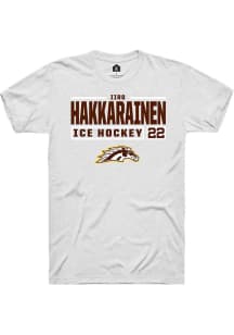Iiro Hakkarainen White Western Michigan Broncos NIL Stacked Box Short Sleeve T Shirt