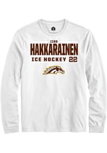 Iiro Hakkarainen Rally Mens White Western Michigan Broncos NIL Stacked Box Tee