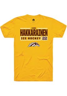 Iiro Hakkarainen Gold Western Michigan Broncos NIL Stacked Box Short Sleeve T Shirt