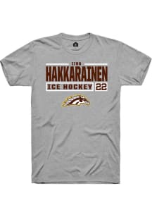 Iiro Hakkarainen Grey Western Michigan Broncos NIL Stacked Box Short Sleeve T Shirt