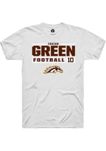 Isaiah Green White Western Michigan Broncos NIL Stacked Box Short Sleeve T Shirt
