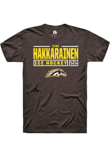 Iiro Hakkarainen Brown Western Michigan Broncos NIL Stacked Box Short Sleeve T Shirt