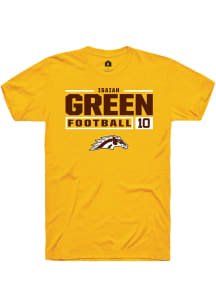 Isaiah Green Gold Western Michigan Broncos NIL Stacked Box Short Sleeve T Shirt