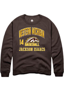 Jackson Isaacs Rally Mens Brown Western Michigan Broncos NIL Arch Logo Crew Sweatshirt