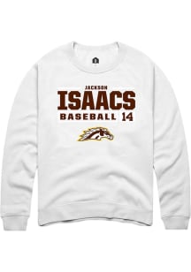 Jackson Isaacs Rally Mens White Western Michigan Broncos NIL Stacked Box Crew Sweatshirt