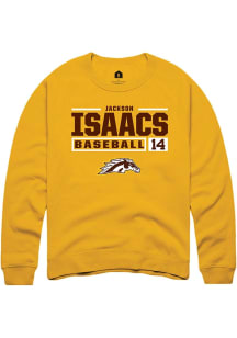 Jackson Isaacs Rally Mens Gold Western Michigan Broncos NIL Stacked Box Crew Sweatshirt