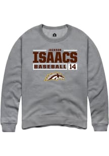 Jackson Isaacs Rally Mens Grey Western Michigan Broncos NIL Stacked Box Crew Sweatshirt