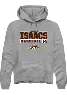 Jackson Isaacs Rally Mens Grey Western Michigan Broncos NIL Stacked Box Hooded Sweatshirt