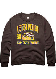 jameson young Rally Mens Brown Western Michigan Broncos NIL Arch Logo Crew Sweatshirt