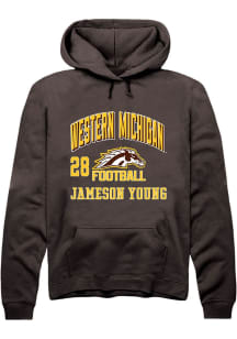 jameson young Rally Mens Brown Western Michigan Broncos NIL Arch Logo Hooded Sweatshirt
