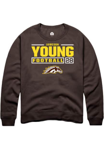 jameson young Rally Mens Brown Western Michigan Broncos NIL Stacked Box Crew Sweatshirt