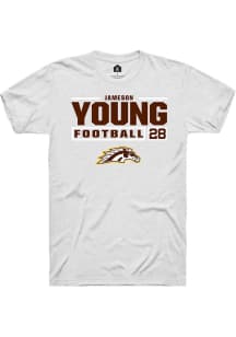 jameson young White Western Michigan Broncos NIL Stacked Box Short Sleeve T Shirt