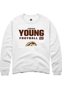 jameson young Rally Mens White Western Michigan Broncos NIL Stacked Box Crew Sweatshirt