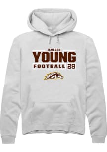 jameson young Rally Mens White Western Michigan Broncos NIL Stacked Box Hooded Sweatshirt
