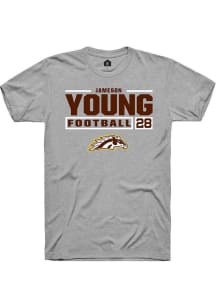 jameson young Grey Western Michigan Broncos NIL Stacked Box Short Sleeve T Shirt