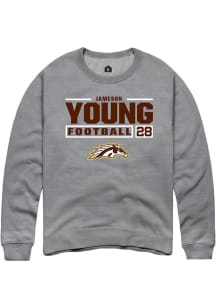 jameson young Rally Mens Grey Western Michigan Broncos NIL Stacked Box Crew Sweatshirt