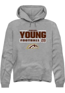 jameson young Rally Mens Grey Western Michigan Broncos NIL Stacked Box Hooded Sweatshirt