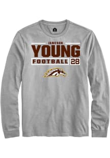 jameson young Rally Mens Grey Western Michigan Broncos NIL Stacked Box Tee
