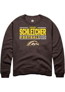 Jeremy Schleicher Rally Mens Brown Western Michigan Broncos NIL Stacked Box Crew Sweatshirt