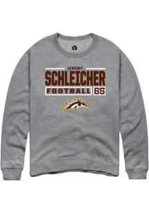 Jeremy Schleicher Rally Mens Grey Western Michigan Broncos NIL Stacked Box Crew Sweatshirt